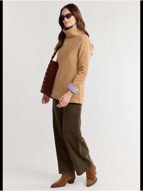 NWT Dudley Stephens Park Slope Turtleneck Fleece Pullover Camel/Tan Size S women